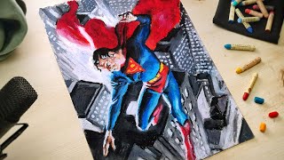 ASMR  Drawing Superman with Oil Pastels  No Talking [upl. by Kiri]