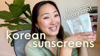 Best Korean Sunscreens For Dry Sensitive Skin  Cozy Skincare Chat  Testing a UV Camera [upl. by Redvers]