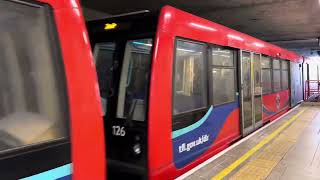 B07 DLR stock pulling into Lewisham Station [upl. by Matthei]