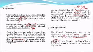 Acquistion of Indian Citizenship The Citizenship Act 1955 [upl. by Nadab]