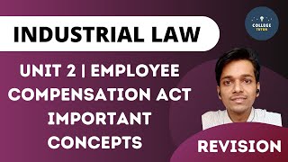 Industrial Law Unit 2 Revision  Employee Compensation Act  Important concepts amp Questions [upl. by Imotas]