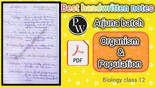 organism and population notesclass 12 chapter 11 biology notespw Arjuna batch notes [upl. by Irina]