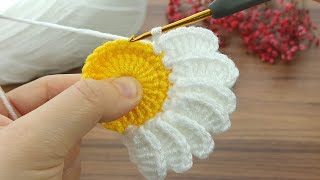 Wow very easy crochet daisy motif making crochet knitting [upl. by Arvie]