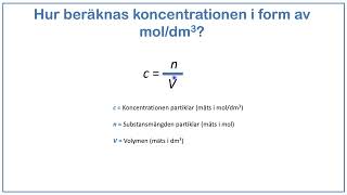 Kemiska beräkningar Koncentration substansmängd och volym [upl. by Ennairrek]