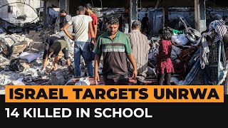 Video shows destruction from Israeli strike on UNRWA schoolturnedshelter  AJ Shorts [upl. by Orferd]