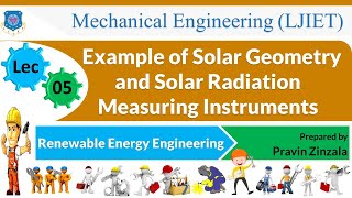 L 05 Example and Solar Radiation Measuring Instruments  Renewable energy engineering  Mechanical [upl. by Icaj639]