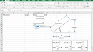 Trigonometry in Excel [upl. by Peddada]