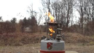 1st time lighting antique Clayton and Lambert gasoline fueled lead melter [upl. by Us667]