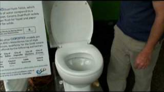 Flushing demo at Sweetwater 420 Festival with Caroma Dual Flush toilet [upl. by Isdnil69]