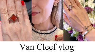 VAN CLEEF SHOPPING VLOG  Carnelian Guilloche amp Diamond  VCA reversible ring  VCA pendant [upl. by Izogn]