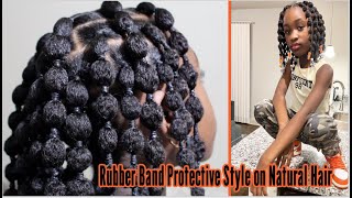 KIDS NATURAL HAIRSTYLES Rubber Band Protective Style on Natural Hair [upl. by Noskcire]