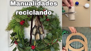 Manualidades navideñas con reciclaje 2023  Corona campanas navidad [upl. by Adev588]