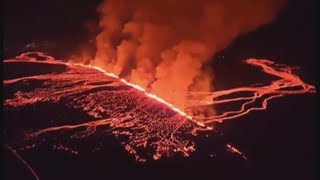 Erupting Iceland Volcano Forces Tourists to Evacuate [upl. by Couhp]