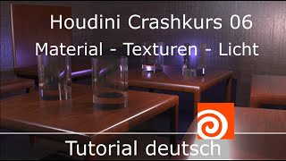 Houdini Crashkurs 6  Material Texturen und Licht  Tutorial deutsch [upl. by Wadesworth]