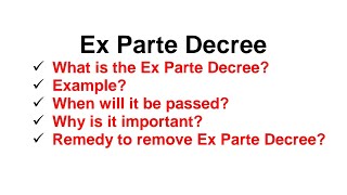 Ex parte decree civil procedure code  Ex parte decree in CPC  Ex parte decree set aside [upl. by Astrea576]