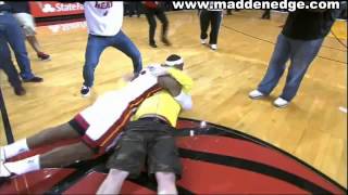 LeBron James Goes Wild amp Hugs Miami Heat Fan That Hits 75k HalfCourt Shot [upl. by Yahsed]