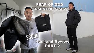 Fear of God Essentials SS22 HAUL  SIZING  TRY ON PART 2 [upl. by Vachil]