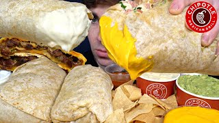 ASMR MUKBANG CHIPOTLE GIANT BURRITOS CHIPS CHEESE STEAK QUESADILLA  WITH CHEESE [upl. by Yeffej]