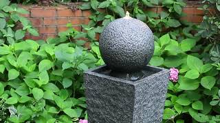 Glitzhome 4025quotH Modern Oversized Geometric Pedestal and Sphere Polyresin Outdoor Fountain [upl. by Card222]