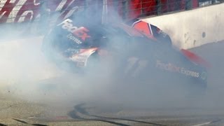 Hamlin last lap Auto Club 400 crash [upl. by Silera]