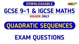 Quadratic Sequences Higher GCSE Maths Exam Questions [upl. by Notkcorb525]