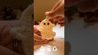 Easiest crochet ghost eyes with double knot method 👻🫶 full tutorial is uploaded 💝 crochetghost [upl. by Atrim]