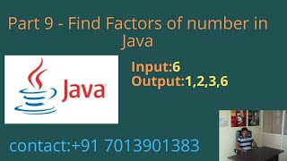 Find Factors of Number in Java  Part 9 [upl. by Sunday531]