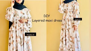 DIY  Layered maxi dress  new design long dress naachusworld sewing dressdesign [upl. by Aseela]