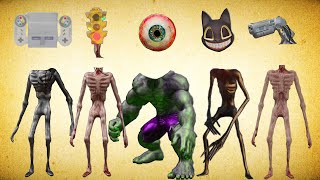 WRONG HEADS SIREN HEAD NINTENDO TRAFFIK SIREN HEAD EYE BALL CARTOON CAT HULK SIREN HEAD PISTOL [upl. by Ahsahtan]