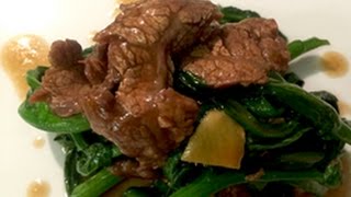 Stir Fry BeefFlank Steak with Mustard GreenChoi Sum 菜心炒牛肉 [upl. by Ruamaj22]