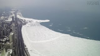 Video shows ice breaking away from Lake Michigan after deep freeze [upl. by Shaughn]