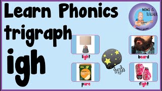 Phonics igh sound  igh trigraph  Phase 3 Phonemes sing say find and read the igh sound in words [upl. by Nosyt]