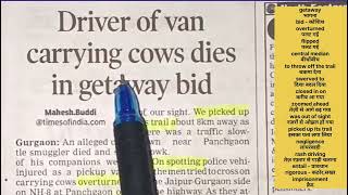 Van Driver dies in getaway bid ll English Newspaper Reading ll Newspaper Vocabulary and translation [upl. by Yrollam]