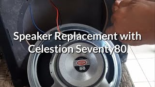 Speaker Replacement of stock Roland Cube80XL with Celestion Seventy80 [upl. by Salamanca691]