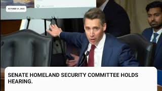 Josh Hawley Grills Mayorkas On ProHamas Students Visas And ProHamas Employee During Hearing [upl. by Evalyn]