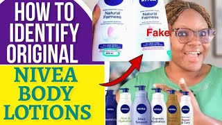 HOW TO IDENTIFY ORIGINAL NIVEA BODY LOTION AND OTHER NIVEA PRODUCTS [upl. by Ellennej147]