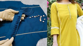 Trendy plain Kurti Neck Design with Dori loops  latest Design [upl. by Palm]