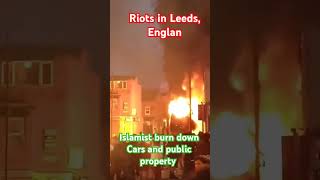 Unrest in England Islamists set ablaze public property and Police Cars trending shorts [upl. by Leanne130]