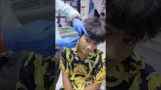 earpiercing with silver studman Ear piercingboy Ear piercingpiercingsyoutubeshortsshorts [upl. by Ahsote]