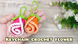 Keychain crochet flower  crochet tutorial [upl. by Alton]