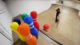 INFLATABLE BOWLING TRICK SHOTS [upl. by Haniraz]