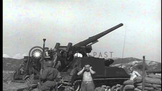 US Artillery Gun crew fires selfpropelled heavy gun during Korean war HD Stock Footage [upl. by Enelak981]