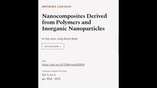 Nanocomposites Derived from Polymers and Inorganic Nanoparticles  RTCLTV [upl. by Yauqaj]