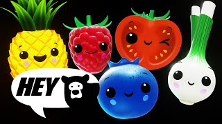 Hey Bear Sensory  Fruit Salad Dance Party  Counting 1 to 10  Fun animation with music [upl. by Ayekam]