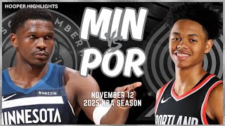 Minnesota Timberwolves vs Portland Trail Blazers Full Game Highlights  Nov 12  2025 NBA Season [upl. by Kenison]