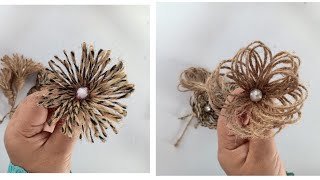 2 Super Easy Flowers making Tutorial with Jute Rope ❤️ How to make Jute Flowers Easy Jute Crafts [upl. by Reivazx]