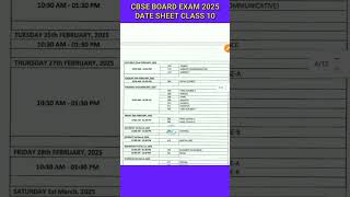 CBSE BOARD EXAM 2025 DATE SHEET CLASS 10 [upl. by Ttegirb]