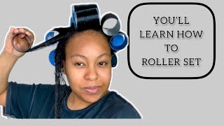 HOW I ROLLER SET MY RELAXED HAIR  HOW TO ROLLER SET RELAXED HAIR [upl. by Annaerb]