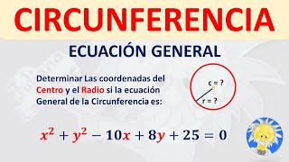 ⭕ CENTRO y RADIO de la CIRCUNFERENCIA con Ecuación General  Juliana la Profe [upl. by Mcfarland]