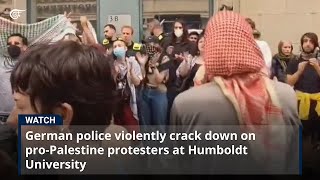 German police violently crack down on proPalestine protesters at Humboldt University [upl. by Siger571]